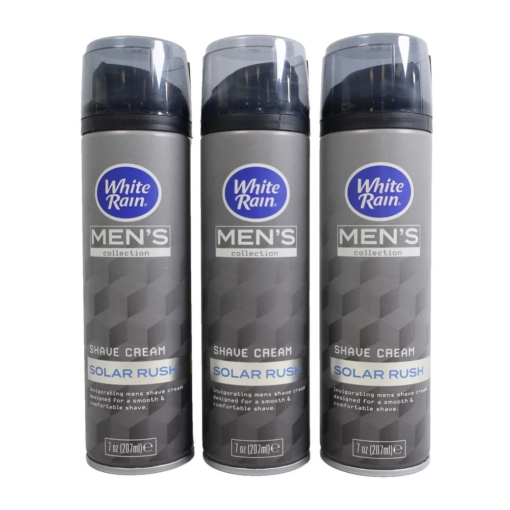 3 PACK White Rain Men's Collection Shave Cream Solar Rush 7 oz Each